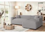 Ecksofa HOME AFFAIRE "LILLIANA Designsofa, L-Form mit Recamiere rechts/links bestellbar", grau (hellgrau), B:256cm H:76cm T:160cm, 100% Polyester, Sofas, Ecksofa, L-Form mit Wellenunterfederung, Maße B/T/H: 256/160/76 cm