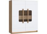 Highboard FORTE "Attention", weiß (rivera eiche, weiß glanz), B:119,9cm H:139,6cm T:41,5cm, Holzwerkstoff, Sideboards, Highboard, Highboard, Beleuchtung, Soft Close,Glastüre, Stauraum