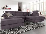 Ecksofa SIT & MORE "Avignon L-Form", grau (dunkelgrau), B:269cm H:97cm T:228cm, Struktur fein ( 100% Polyester);Struktur (100% Polyester);Struktur grob ( 100% Polypropylen), Sofas, Ecksofa, inklusive Kopfteilverstellung, wahlweise mit Bettfunktion
