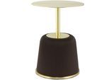 Beistelltisch KAYOOM "Jokai 325, Eisengestell, PU-Stoffbezug, praktische Ablagefläche", braun (braun, braun, gold), B:40cm H:55cm T:40cm, 100% Eisen, 100% PU, 100% MDF, Tische, Beistelltisch, elegant, feste Konstruktion, pflegeleicht, pflegeleicht