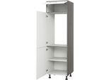 Kühlumbauschrank KOCHSTATION "KS-Trea SK-195-88", weiß (weiß, eichefarben grau), B:60cm H:195cm T:56cm, Schränke, Kühlumbauschrank, Stauraum ober- und unterhalb vom Küchenschrank, Breite 60cm Höhe 195cm