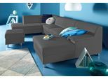 Wohnlandschaft HOME AFFAIRE "Jamie, zeitloses Design, fester Sitzkomfort, viel Platz, U-Form", grau, B:308cm H:72cm T:80cm, Sofas, Wohnlandschaft, wahlweise mit Bettfunktion