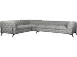 Chesterfield-Sofa HOME AFFAIRE "Amaury L-Form", silber, B:323cm H:75cm T:264cm, Struktur (100% Polyester);Samtoptik (100% Polyester), Sofas, Chesterfield-Sofa, großes Ecksofa, Chesterfield-Optik, Breite 323 cm, Fußfarbe wählbar