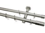 Gardinenstange GARDINIA "Set Metall" Gr. 1, silber (edelstahlfarben), L:160cm Ø:20mm, Aluminium, Gardinenstangen, Gardinenstange, 2-Lauf