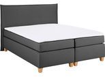 Boxspringbett HOME AFFAIRE "Houssay", grau (anthrazit), B:192cm L:225cm, Struktur fein (100% Polyester), Komplettbetten, Boxspringbett, inkl. Topper, 5 Breiten, 2 Härtegraden auch in Überlänge 220 cm