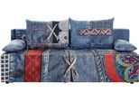 Schlafsofa EXXPO - SOFA FASHION "Extravagantes Sofa für Individualisten mit Bettfunktion und Bettkasten", blau (blau girl), B:193cm H:88cm T:85cm, Luxus-Microfaser (100% Polyester) bedruckt, Sofas, Schlafsofa, in außergewöhnlichen Bezugsvarianten, Solitärmöbel