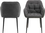 Esszimmerstuhl ACTONA GROUP, grau (anthrazit), B:58cm H:83cm T:55cm, 96% Polyester / 4% Acryl, Stühle, Esszimmerstuhl, Essstuhl Anthrazit, Beine mattschwarzem Stahl und Tuftings, 2er Set