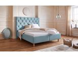 Polsterbett HOME AFFAIRE "Sunley 140", grün (mint), B:183cm L:210cm, Struktur (100% Polyester);Samtstoff (100% Polyester), Betten, Polsterbett, Kreuzsteppung, Kopfteilhöhe 142 cm, ohne oder mit Matratze/Lattenrost