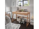 Laptoptisch HOME AFFAIRE "Dura", braun (buche), B:126cm H:77cm T:55cm, Tische, Laptoptisch, aus Massivholz, mit Soft-Close Funktion der Schubladen