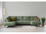 Wohnlandschaft OTTO HOME "Cesola", grün, B:327cm H:84cm T:206cm, 90% Polyester, 10% Nylon, Sofas, Wohnlandschaft, in weichem Chenille-Stoff, Breite 327 cm, mit schwarzen Metallfüßen