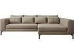 Ecksofa HOME AFFAIRE "Cross, mit softem Sitz, L-Form, wendbare Zierkissen, Breite 284 cm", beige (sand), B:284cm H:82cm T:172cm, 100% Polyester, Sofas, Ecksofa, Couch mit vielen Kissen, stylische Kreuznaht, elegante Metallfüße