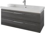 Waschtisch SAPHIR "Serie Balto Mineralmarmor-Waschtisch mit Unterschrank, 123 cm breit", grau (graphit struktur quer nachbildung, graphit struktur quer nachbildung), B:123cm H:55,6cm T:50,8cm, Waschtische, Waschtisch, Waschplatz mit 2 Schubladen, Badschrank in verschiedenen Ausführungen