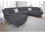 Wohnlandschaft SIT & MORE "Salsa U-Form", grau (dunkelgrau), B:333cm H:86cm T:205cm, Struktur (100% Polypropylen);Bedruckte Microfaser (100% Polyester);Luxus-Microfaser ALTARA NUBUCK (100% Polyester), Sofas, Wohnlandschaft, mit Federkern, wahlweise mit Bettfunktion