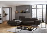 Ecksofa W.SCHILLIG "piedroo, Designsofa mit tollem Sitzkomfort, bequem und elegant, L-Form", braun (braun z59), B:303cm H:70cm T:193cm, Longlife Xtra-Leder Z59: Glattleder mit modischer Prägung. Hautstärke 0, 9 - 1, 1 mm, Sofas, Ecksofa, Kopfteilverstellung, wahlweise mit Sitztiefenverstellung, Breite 303cm