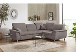 Ecksofa DOMO COLLECTION "FRANZI zeitlos und elegant, moderne Sitzheftung, L-Form", grau (stone), B:275cm H:81cm T:214cm, Sofas, Ecksofa, wahlweise mit Kopfteilverstellung (dann Breite: 275 cm)