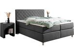Boxspringbett HOME AFFAIRE "Bernard, in verschiedenen Breiten", grau (anthrazit), B:208cm L:208cm, Komplettbetten, Boxspringbett, inkl. Topper, Matratze in H2, H3 oder H4 erhältlich