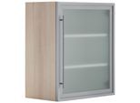 Glashängeschrank OPTIFIT, grau (alu, akaziefarben), B:60cm H:70,4cm T:35,2cm, Schränke, Glashängeschrank, Breite 60 cm