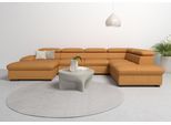Wohnlandschaft HOME AFFAIRE "Alberto U-Form", gelb (curry), B:350cm H:73cm T:228cm, Luxus-Microfaser in Lederoptik (100% Polyester);Microfaser in Antiklederoptik (100% Polyester);Luxus-Microfaser Vintageoptik (100% Polyester);Luxus-Microfaser weich (90%Polyester 10%Polyamid), Sofas, Wohnlandschaft, mit Kopfteilverstellung, wahlweise mit Bettfunktion