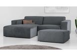 Ecksofa INOSIGN "Koa,228cm, L-Form, Modulsofa, Webstoff, Cord, Struktur, Chenille", grau (dunkelgrau), B:228cm H:88cm T:159cm, 100% Polyester, Sofas, Ecksofa, Designsofa, Set, Hocker inklusive, weicher Lounge-Sitzkomfort