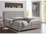 Boxspringbett HOME AFFAIRE "Caria", grau (silbergrau), B:111cm L:209cm, Strukturstoff-Bezug (100% Polyester);Topperbezug 100% Polyester, Komplettbetten, Boxspringbett, in 5 Breiten, 3 Matratzen-Ausführungen, 2 Härtegraden, Topper