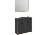 Garderoben-Set HOME AFFAIRE "MUSTA, 2-teilig, bestehend aus: Kommode & Garderobenspiegel", schwarz (basalt grau, nox oak nachbildung), B:95cm H:190cm T:37cm, Kastenmöbel-Sets, Garderoben-Set, Kombination, Kompaktgarderobe, Garderobenkombination, Garderobe