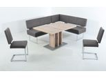 Essgruppe K+W KOMFORT & WOHNEN, silber (zinn 88), B:199cm H:89cm T:158cm, Sitzmöbel-Sets, Essgruppe, langer Schenkel links oder rechts, 2 Freischwinger, 1 Funktionstisch
