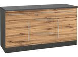 Unterschrank KOCHSTATION "KS-Samos", braun (wotaneichefarben), B:150cm H:85cm T:60cm, Holzwerkstoff, Schränke, Unterschrank, Breite 150 cm