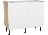 Spülenschrank KOCHSTATION "KS-Aken", weiß (weiß, wildeiche nachbildung), B:100cm H:87cm T:58,4cm, Schränke, Spülenschrank