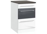 Unterschrank KOCHSTATION "KS-Trient", grau (weiß, anthrazit hochglanz), B:50cm H:85cm T:60cm, Schränke, Unterschrank, 50 cm breit, mit 2 großen Auszügen
