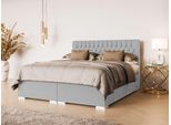 Bett HOME AFFAIRE "ALIY mit Matratze und Topper, in 3 Breiten (140, 160 und 180 cm)", grau, B:168cm H:122cm L:209cm, 100% Polyester, Betten, Bett, Boxspringbett mit Kopfteil, Bettkasten, Matratze (BFK/TFK) und Topper