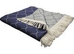 Wohndecke ADAM "Indian Cortezada", blau (dunkelblau), B:145cm L:190cm, Baumwolle, Wohndecken, Wohndecke, mit tollem Muster, Kuscheldecke