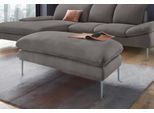 Hocker W.SCHILLIG "enjoy&MORE", grau (grau r66), B:106cm H:45cm T:71cm, Chenille-Flachgewebe R66 (85% Polyester, 15% Nylon);Longlife Xtra-Leder Z59: Glattleder mit modischer Prägung. Hautstärke 0, 9 - 1, 1 mm;Stoff S37 (100% Polyester), Hocker, Hocker, Füße silber matt, Breite 106 cm