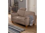 2-Sitzer HOME AFFAIRE "Texel", beige (dunkelbeige), B:156cm H:87cm T:88cm, Struktur ( 100% Polyester);Struktur fein ( 100% Polyester);Luxus-Microfaser ALTARA NUBUCK (100% Polyester), Sofas, 2-Sitzer, mit Federkern und Kontrastnaht, Füße Buche eichefarben