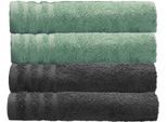 Handtücher KLEINE WOLKE "Royal, 4 Stück (50/100 cm)", grün (maledivia, dunkelgrau), B:50cm L:100cm, Frottier, Baumwolle, Handtücher, Handtücher, Uni Farben, mit Bordüre, weich, auch in verschiedenen Sets erhältlich