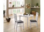 Essgruppe OTTO HOME "Olvera", grau (weiß, grau), B:80cm H:76cm T:80cm, Sitzmöbel-Sets, Essgruppe, bestehend aus Esstisch 80 cm, 2er Set Esszimmerstühlen, Ansteckplatte