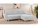 Ecksofa HOME AFFAIRE "Ahrdorf mit Bettfunktion und Bettkasten, Maße: B/H/T 268/86/175 cm", grau (hellgrau), B:268cm H:86cm T:175cm, 100% Polyester, Sofas, Ecksofa, L-Form mit 3 Rückenkissen und moderne gerundete Armlehnen