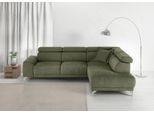 Ecksofa 3C CANDY "Greve Sofa immer mit manuelle Kopfteilverstellungen, modern, elegant", grün (oliv), B:249cm H:79cm T:209cm, 100% Leder, Sofas, Ecksofa, wahlweise motorischer Sitzvorzug, bequem und zeitlos, L-Form