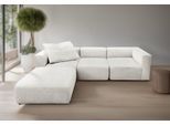 3-Sitzer HOME AFFAIRE "Utvik kann individuell zusammengestellt werden", weiß, B:301cm H:69cm T:108cm, 95% Polyester, 5% Nylon, Sofas, 3-Sitzer, Modulsofa, bestehend aus 2 Eck-, 1 Mittelelement und 1 Hocker