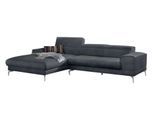 Ecksofa W.SCHILLIG "piedroo, Designsofa mit tollem Sitzkomfort, bequem und elegant, L-Form", blau (marine r66), B:303cm H:70cm T:193cm, Chenille-Flachgewebe R66 (85% Polyester, 15% Nylon), Sofas, Ecksofa, Kopfteilverstellung, wahlweise mit Sitztiefenverstellung, Breite 303cm