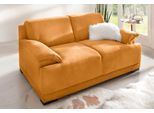 2-Sitzer HOME AFFAIRE "Telos, Boxspring-Federung toller Sitzkomfort, zeitlos & komfortabel", gelb (senf), B:186cm H:80cm T:96cm, Chenille (100% Polyester);Microfaser-PRIMABELLE (100% Polyester);dicke Luxus-Microfaser in Lederoptik (100% Polyester), Sofas, 2-Sitzer, mit Boxspring-Federung