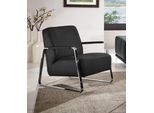 Cocktailsessel W.SCHILLIG "quadroo Designsessel, Loungesessel", grau (anthrazit s37), B:65cm H:82cm T:82cm, Velourgewebe V41 (100% Polyester);Longlife Xtra-Leder Z59 - Glattleder;Longlife Xtra-Leder Z73 - Glattleder;Stoff S37 (100% Polyester): Luxus-Microfaser in Lederoptik, Sessel, Cocktailsessel, mit bezogenen Armlehnen, Gestell in Chrom glänzend