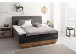 Boxspringbett OTTO HOME "Jenna", grau (ferro), B:204cm L:216cm, Komplettbetten, Boxspringbett, ohne LED-Beleuchtung, mit zertifizierten, recycelten Bezugsstoffen