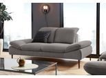 2-Sitzer W.SCHILLIG "enjoy&MORE", grau (grau r66), B:202cm H:87cm T:110cm, Chenille-Flachgewebe R66 (85% Polyester, 15% Nylon);Longlife Xtra-Leder Z59: Glattleder mit modischer Prägung. Hautstärke 0, 9 - 1, 1 mm;Stoff S37 (100% Polyester), Sofas, 2-Sitzer, Sitztiefenverstellung, Füße bronze pulverbeschichtet, Breite 202 cm