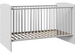 Babybett WIMEX "York", weiß, B:74cm H:77cm L:150cm, Holzwerkstoff, Babybetten, Babybett, 3-fach höhenverstellbar, mit Schlupfsprossen aus Massivholz