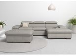 Ecksofa HOME AFFAIRE "Alberto L-Form", grau (hellgrau), B:286cm H:73cm T:174cm, Luxus-Microfaser Lederoptik (100% Polyester);Luxus-Microfaser ALTARA NUBUCK (100% Polyester);Luxus-Microfaser weich (90% Polyester, 10% Polyamid);Microfaser Antiklederoptik, Sofas, Ecksofa, mit Kopfteilverstellung, wahlweise mit Bettfunktion
