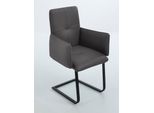 Freischwinger K+W KOMFORT & WOHNEN "6502", braun (mocca, schwarz), B:61cm H:90cm T:62cm, Stühle, Freischwinger, Freischwinger mit Armlehnen, Flachstahlkufe in schwarz