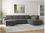 Wohnlandschaft SIT & MORE "Dundee U-Form", grau, B:338cm H:86cm T:219cm, Sofas, Wohnlandschaft, mit Federkern und Edelstahlfüßen, wahlweise mit Kopfteilverstellung