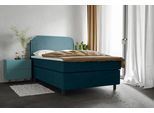 Boxspringbett HOME AFFAIRE "Marausa", blau, B:121cm L:208cm, 100% PES, Komplettbetten, Boxspringbett, mit Taschen-Federkernmatratze, mit dekorativer Kedernaht