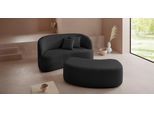 2-Sitzer "Dilara", schwarz, B:170cm H:87cm T:89cm, Struktur fein 100% Polyester);Samtoptik (100% Polyester);Bouclé (100% Polyester), LEGER HOME BY LENA GERCKE, Sofas, 2-Sitzer, gerundete Rückenlehne und Front, in 3 Bezugsqualitäten