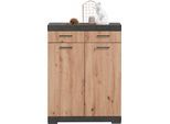 Garderobenschrank FMD, braun (matera, artisan eiche), B:80cm H:109,1cm T:34,9cm, Holzwerkstoff, Schränke, Garderobenschrank